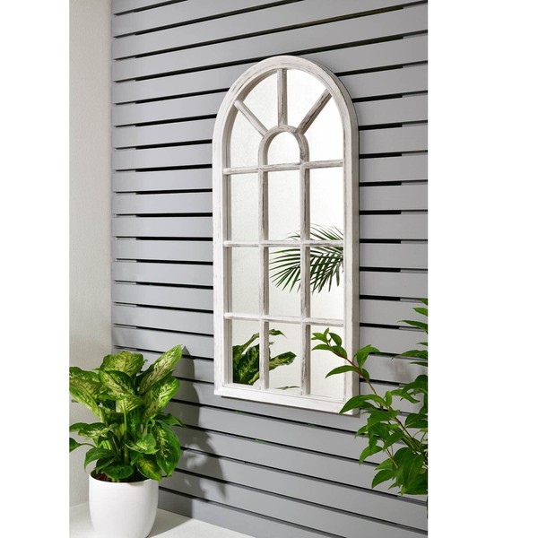 Biznest 35X70Cm Scandi Coast Arch Mirror Your Garden With This Decorative Indoor Outdoor Mirror White Rustic
