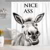 LKFBSC Funny Donkey Shower Curtain, Black and White Farmhouse Animal