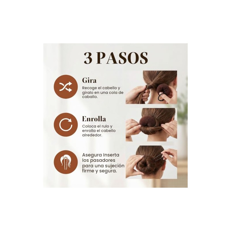 Nivofu Hair Donut Bun Maker Set, 7 Piezas Hair Bun