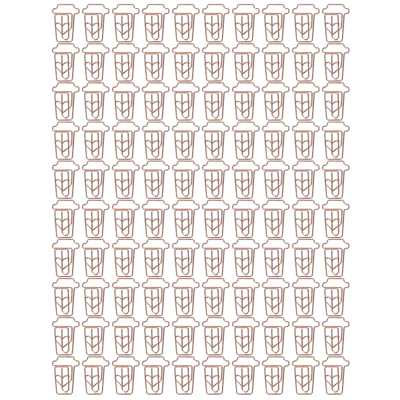 100pcs Paper Clips Innovative Cute Rose Coffee Cup Shape Reusable