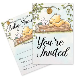 pertnate Pooh Bear Boy Baby Shower Party Invitations, 20 Cards with Envelopes