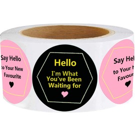 Remarkable 2" Round Pink Business Thank You Stickers - 'Hello, I'm What You've Been Waiting for' & 'Say Hello to Your New Favourite' - 500 Labels