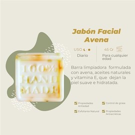 Jabón Facial Avena MatiMati Vitamina E, Antiacné,Calmante, Hidratante