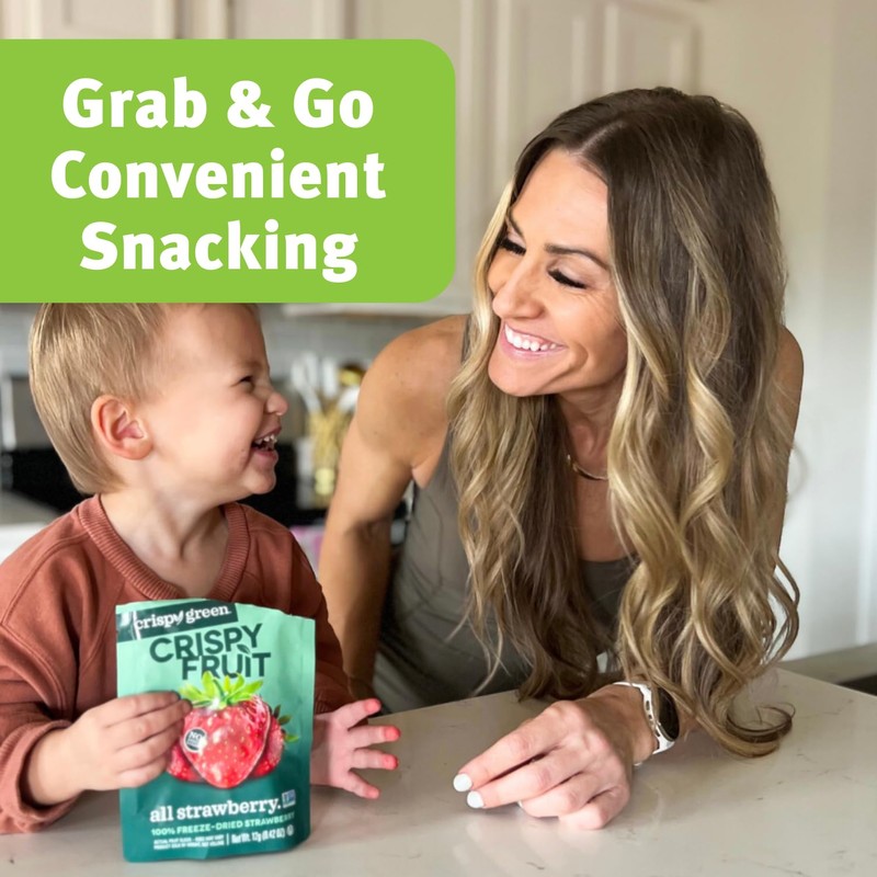 Crispy Green Natural Freeze-Dried Fruit, Strawberry Single-Serve, No Sugar Added,