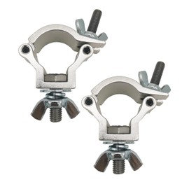 2 Pcs DJ Lighting Clamps 1-1/4" - 1-3/8" Lighting Mount Fits 32-35mm OD Pipe Heavy Duty 165 Lbs Hook Clamps Aluminum Alloy for Stage Light Silver