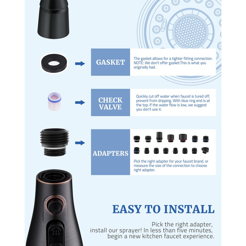 Kitchen Faucet Sprayer Head Replacement - Pull Down Faucet Spray