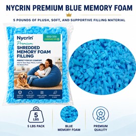 Blue 10Ibs Shredded Memory Foam Filler for Bean Bags, Pillows & Refills