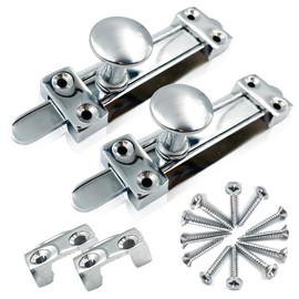 Polished Chrome Sliding Door Lock, Heavy-Duty Steel Door Bolts for Internal Doors, Surface-Mounted Bathroom, Internal Lock Slide for Bedroom, Bathroom & Cupboards (Pack of 2)