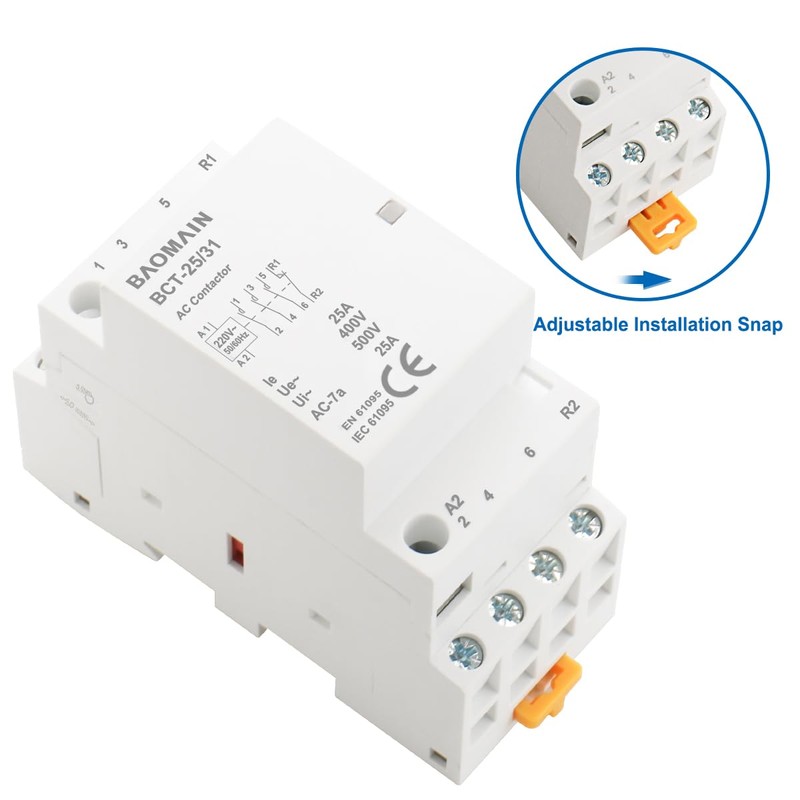 Baomain 220V AC 4-Pole Modular Contactor, 25A 3NO1NC Normally Open