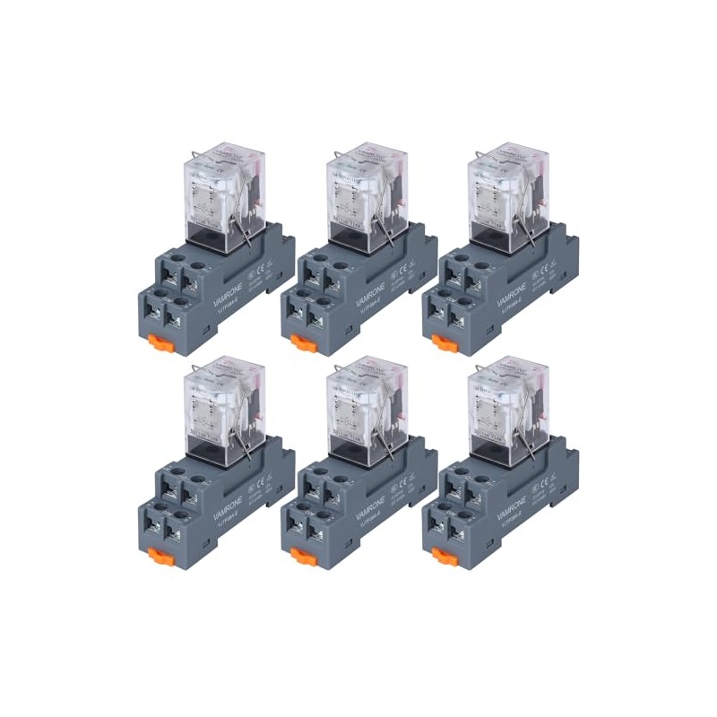 6PCS Electromagnetic Power Relay, 8-Pin 10 AMP 24V DC Relay