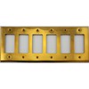 Unlacquered Polished Brass 6 Gang GFI Rocker Opening Switch Plate