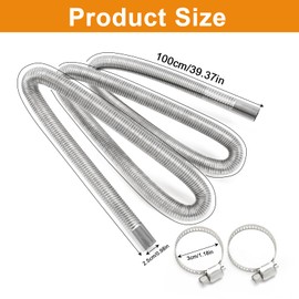 Exhaust Pipe Auxiliary Heater, 100 cm Exhaust Hose, Car Stainless Steel Exhaust Auxiliary Heater, Exhaust Hose for Power Generator with Two Stainless Steel Clips for Diesel Heating (1 m)