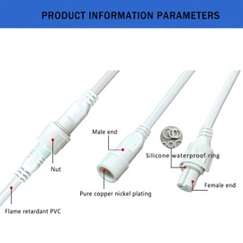 NEWNEWLIU 10Pairs White 2 Wire Waterproof Connector,22AWG 2 Pin Electrical Connector,11.8in/30cm Wire Waterproof Male Female Connector for Car, Truck, Boat,Indoor/Outdoor LED Strip Lights
