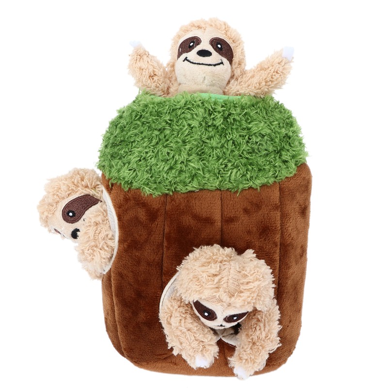 Sloth Trunk Holes Toys for Dog Squeaky Plush Toys Hide