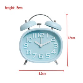 JZK Retro-Quarz-Doppelglockenwecker Nicht tickender leiser mit Hintergrundbeleuchtung batteriebetriebener lauter Wecker für schwere Schläfer, kleine Nachttischuhr für Schlafzimmer, Büro, Reisen, Blau
