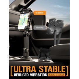 ToughTested Cup Holder Phone Mount, Heavy Duty Boom Arm, Adjustable Grip