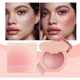 Rubor en Polvo - Maquillaje En Polvo Rosa Para Mejillas - Productos de Belleza con Brillo Duradero, Cosméticos Altamente Pigmentados para Mujeres y Niñas de Todos los Tonos de Piel, Maquillaje de