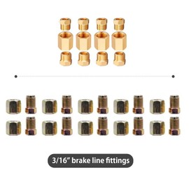 AXILYZE Brake Pipe Copper Coated Tubing 32.8Ft. of 3/16" Automotive Replacement Brake Pipe Kit with 20 Nuts Fittings and 12 PCS Brake Pipe Fittings Assortment for 3/16 Inch Brake Pipe Tube