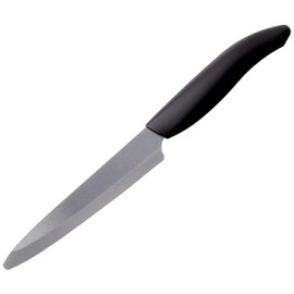 Kyocera Advanced Ceramic Revolution Series 5-inch Micro Serrated Tomato, Utility Knife, Black Blade
