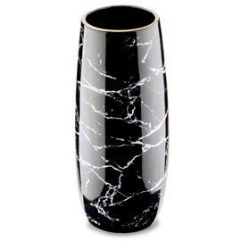 Black, White & Gold Marble Vase | Unique Ceramic Flower Vase for Home Decor, Centerpieces, Pampas Grass, Bouquet | Luxury Aesthetic Room Decor