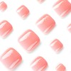 MOTIBACK 24Pcs Press-On Toenails - Pink Gradient Toenails, Short Square