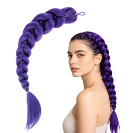 26 Inch Purple Hair Extensions, Purple Braid with a Drawstring Attached