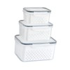 3pcs Drain Storage Basket Box Transparent Leakproof Food Storage Containers