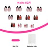 Fall Press on Nails Almond Fake Nails Medium Black White