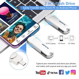 THKAILAR USB 3.1 C Memory Stick 256GB, 2 in 1 USB A to USB C Thumb Drive, Read Up to 150MB/s Memory Stick Dual Ports,Flash Drive for Android Phone,Computer,MacBook Pro,Tablet,Laptop