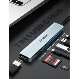 USB C Hub,7 in 1 USB C to HDMI Splitter,4K@60HZ Display for Office,Home