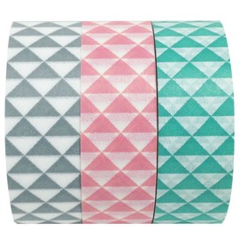 Wrapables Vector Triangles Japanese Washi Masking Tape (Set of 3), 10M L x 15mm W