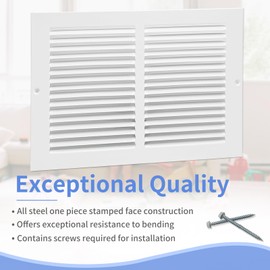 Howeall 10"W x 8"H [Duct Opening Size] Steel Return Air Grille, Air Return Vent Cover for Ceiling and Sidewall - HVAC Air Vent Covers - [Outer Dimensions: 11.75"W x 9.75"H]
