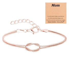 Love Knot Bracelet for Women Mother Daughter Knot Bracelet Gold Silver Snake Chain Bracelets Infinity Knots Herringbone Chain Bracelets Adjustable Matching Relationship Bracelets for Couples