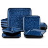 vancasso Stern Blue Dinner Set Square Reactive Glaze Tableware 12