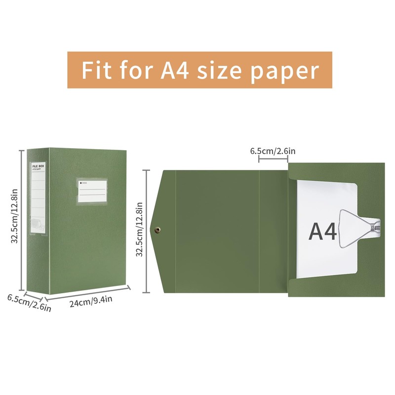 HUA JIE 2 Pack A4 Storage File Boxes Archives Case,65mm