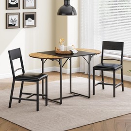 HOOBRO Kitchen Chairs Set of 2, Upholstered Dining Chairs, Dining Room Chairs with PU Cushion Seat, Black Kitchen Chairs with Backrest and Adjustable Feet, for Dining Room, Kitchen, Black BB36CD01