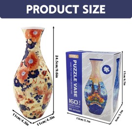 3D Puzzle Vase, 3D Jigsaw Puzzles for Adults, Unique Arts Flower Jigsaws for Flowers Arrangement and Home Decor, Detachable Puzzle Planter Made By 160 Curved Plastic Puzzles Pieces (Yellow)