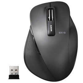 Elecom M-XGM10DBBK Wireless Mouse (Receiver Included), 5 Buttons (With Back/Forward Button), Blue LED, Extreme Grip, Black, Size M