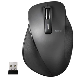 Elecom M-XGM10DBBK Wireless Mouse (Receiver Included), 5 Buttons (With Back/Forward Button), Blue LED, Extreme Grip, Black, Size M