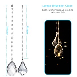 LINGTONG 2PCS Ceiling Fan Pull Chains, Premium Fan Pull Chain with 20-inches Extension Chains