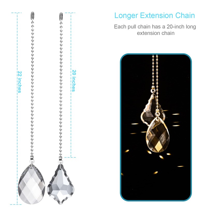 LINGTONG 2PCS Ceiling Fan Pull Chains, Premium Fan Pull Chain