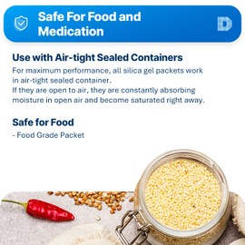 Dry & Dry Dry & Dry 50 Gram [200 Packets] Silica Gel Packets Desiccants, Silica Packets - Rechargeable Silica Gel Packs, Desiccants Packets, Silica Gel