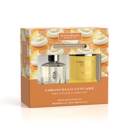 HomeWorx by SLATKIN + CO. Limoncello Cupcake Reed Stick Diffuser + Candle Set