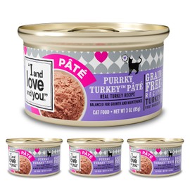 I AND LOVE AND YOU Wet Cat Food - Purrky Turkey Pâté - Turkey Recipe, Grain Free, Filler Free, 3oz Pack of 4 Cans