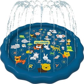 Alberca Inflable Infantil Con Rociador 100 Cm Educativa Azul