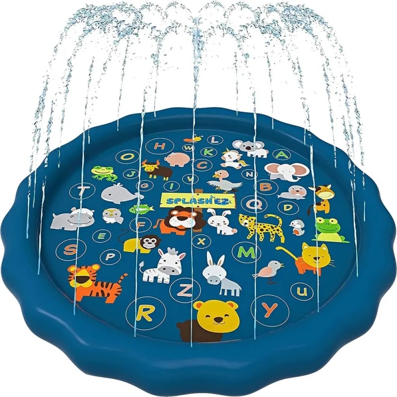 Alberca Inflable Infantil Con Rociador 100 Cm Educativa Azul