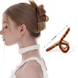 Big Hair Claw Clip Metal Claw Clips for Women Strong Hold Claw for Heavy Hair Brown Acetate Claw Clips for Girls 4.5" Jaw Clamp Large Hair Accessories for Long Thick Hair(New Brown)