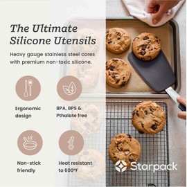 Starpack 'Flex & Flip' Flexible Silicone Turner Spatula (Large) - High Heat Resistant Spatulas for Cooking Egg 600°F - Silicone Pancake Turner Spatula, LFGB Grade Non Stick Rubber Kitchen Utensils