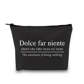 GJTIM Italian Themed gift Sweet Doing Nothing Italian quote gift Dolce far Niente Italy Lover gift Zipper Pouch Travel Bag (Dolce far Niente Black)