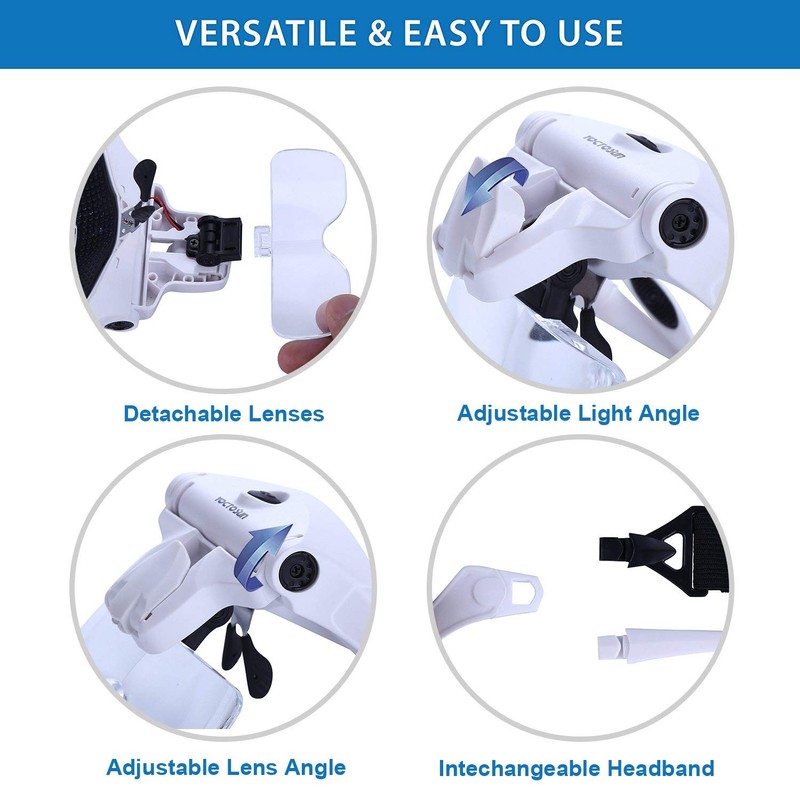 YOCTOSUN Magnifying Glasses with Light, Head Mount Magnifier with 5